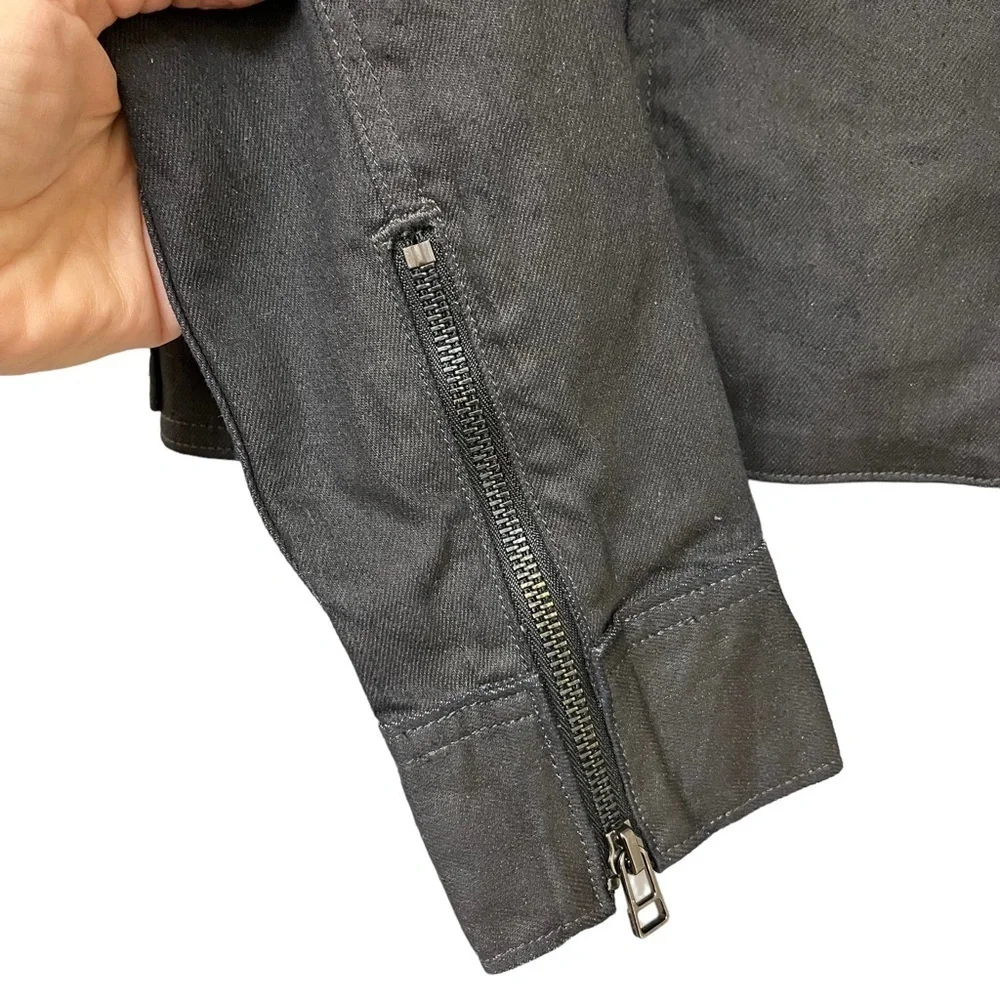 Levi Black Wax Denim Moto Trucker Jacket. Medium #404 - Picture 5 of 10